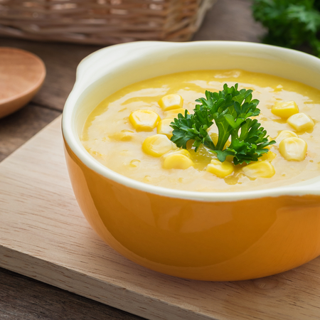 Corn soup in bowl Corn soup in bowl