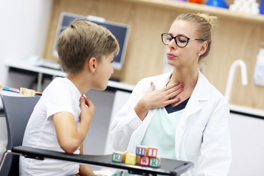 Cute little boy at speech therapist office Cute little boy at speech therapist office