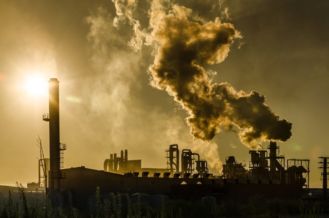 Air pollution coming from factory smoke