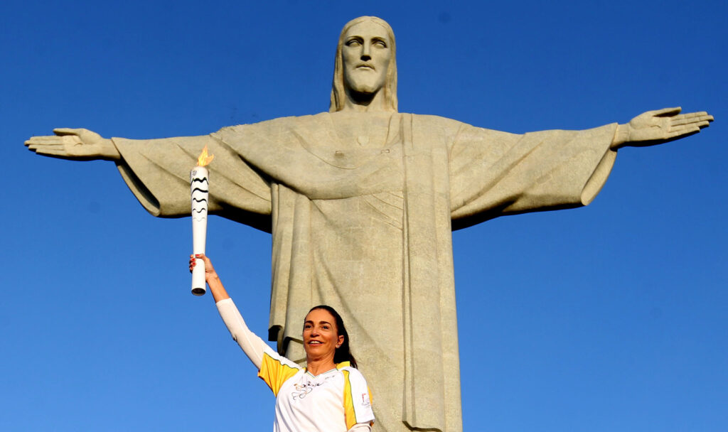 Passagem da tocha olímpica no Cristo Redentor. Passagem da tocha olímpica no Cristo Redentor.