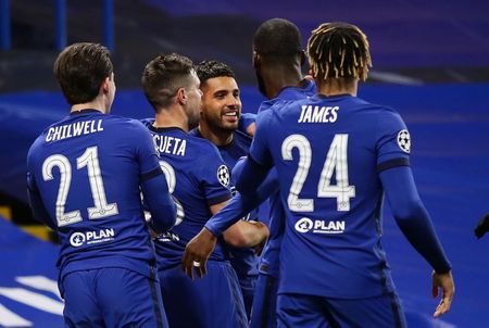 Jogadores do Chelsea comemoram gol contra Atlético de Madri Jogadores do Chelsea comemoram gol contra Atlético de Madri