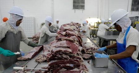 Carne bovina em frigorífico em Santana de Parnaíba (SP)