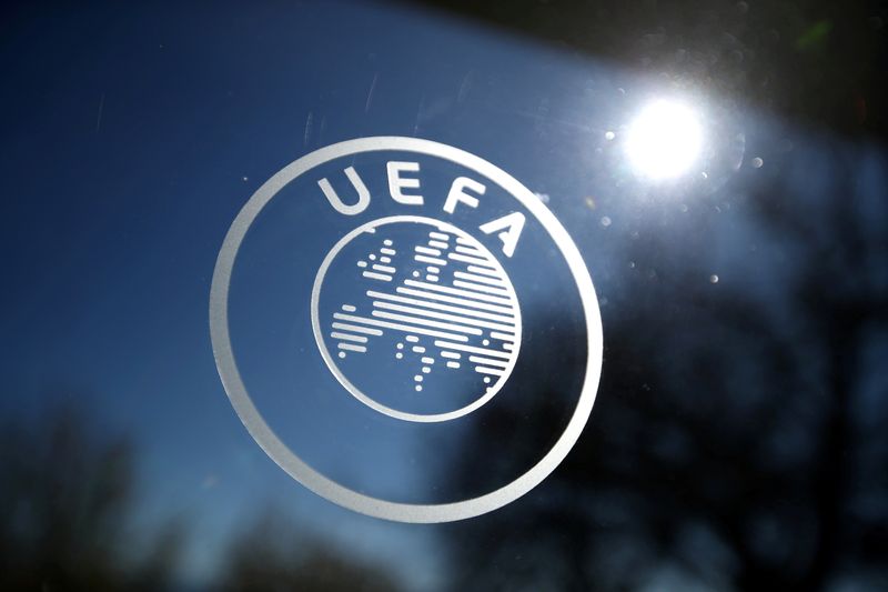 Logo da Uefa em Nyon, na Suíça Logo da Uefa em Nyon, na Suíça