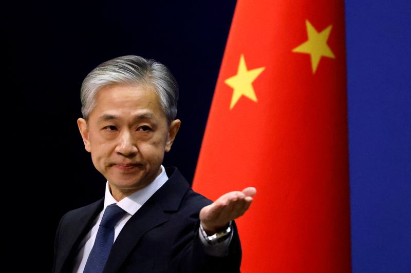Porta-voz do Ministério das Relações Exteriores da China, Wang Wenbin, durante entrevista coletiva em Pequim