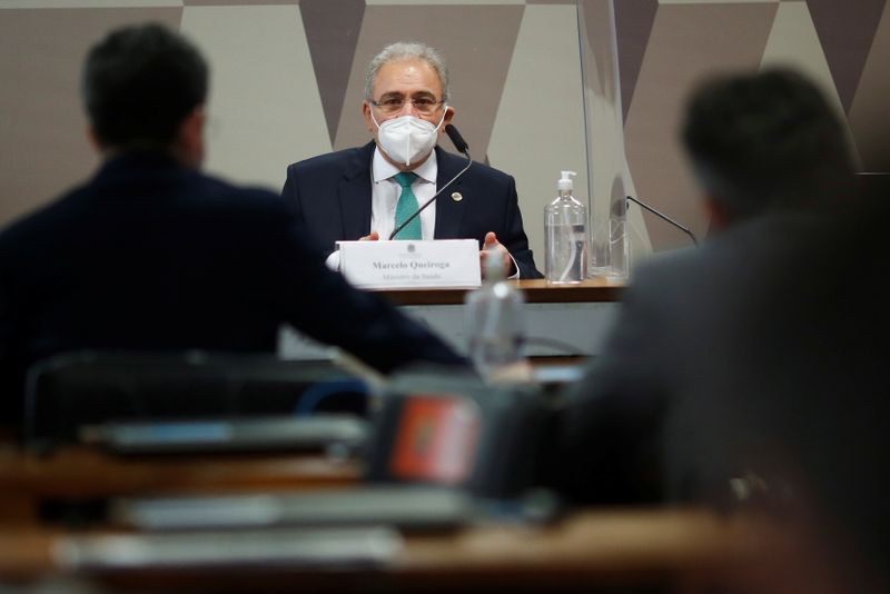 Ministro da Saúde, Marcelo Queiroga, durante depoimento à CPI da Covid no Senado