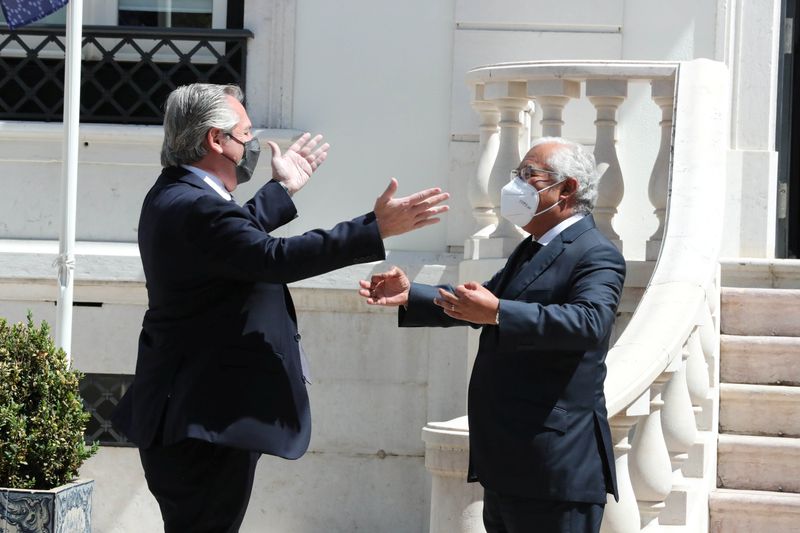 Primeiro-ministro de Portugal, Antonio Costa, recebe o presidente da Argentina, Alberto Fernández, no Palácio de São Bento, em Lisboa