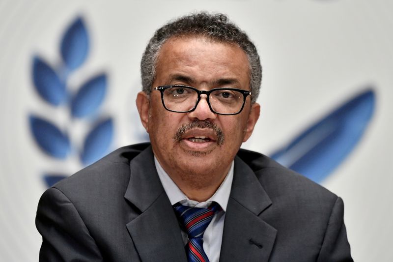 Diretor-geral da OMS, Tedros Adhanom Ghebreyesus, durante entrevista coletiva em Genebra