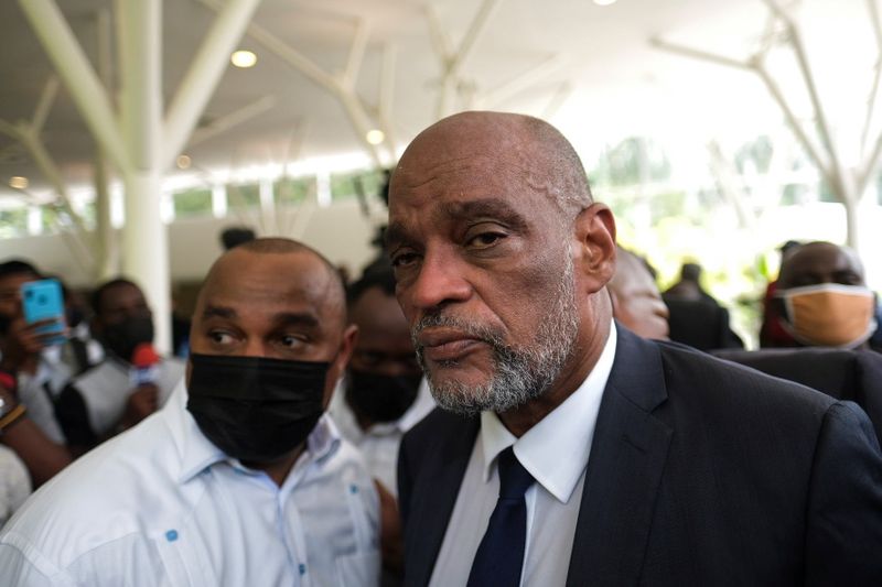 Ariel Henry em cerimônia fúnebre para presidente Jovenel Moise em Porto Príncipe