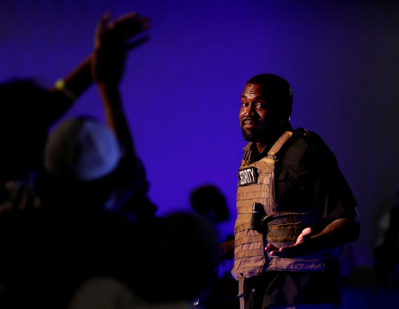 Kanye West durante comício eleitoral em North Charleston, no Estado norte-americano da Carolina do Sul Kanye West durante comício eleitoral em North Charleston, no Estado norte-americano da Carolina do Sul