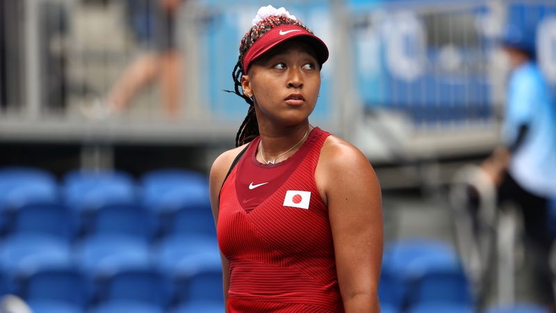 Naomi Osaka durante segunda rodadada do torneio olímpico feminino de tênis na Tóquio 2020