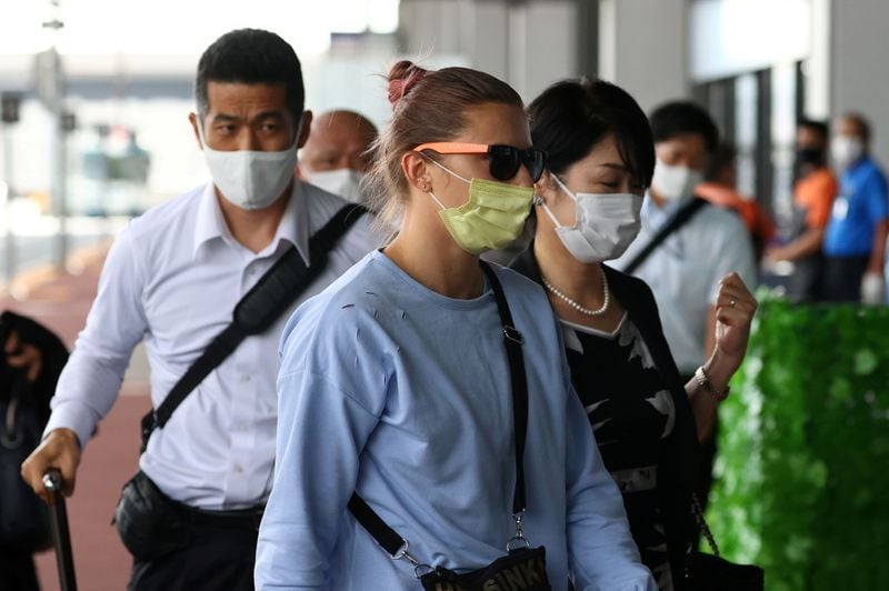 Krystsina Tsimanouskaya no aeroporto de Narita