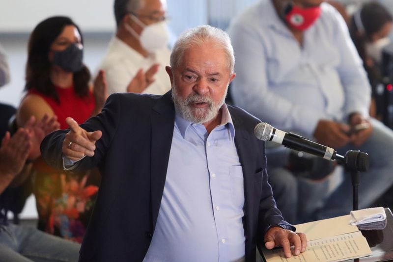 Ex-presidente Luiz Inácio Lula da Silva durante entrevista coletiva em São Bernardo do Campo