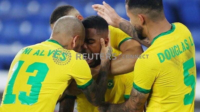 Malcom comemora gol contra a Espanha na disputa pelo ouro