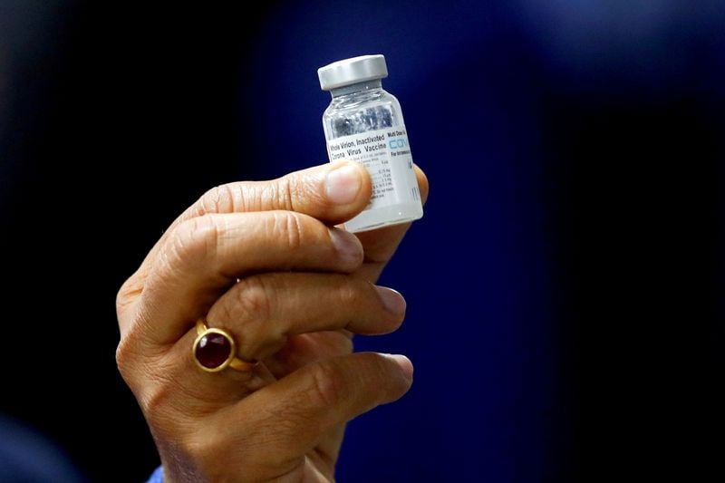 Frasco da vacina indiana contra Covid-19 Covaxin em Nova Délhi