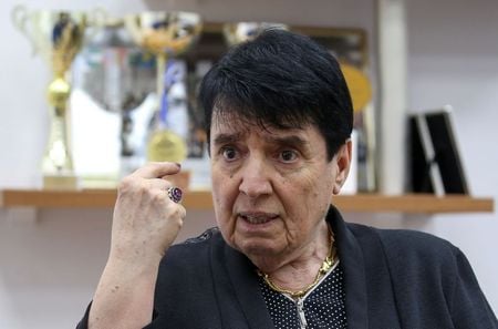 Nona Gaprindashvili durante entrevista em Tblisi, na Geórgia