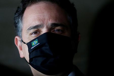 Presidente do Senado, Rodrigo Pacheco, fala durante entrevista coletiva de imprensa no Congresso Nacional, em Brasília