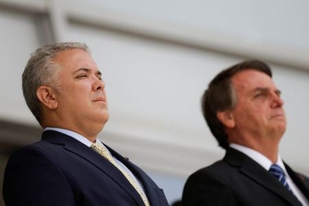 Presidentes Jair Bolsonaro e Iván Duque no Palácio do Planalto