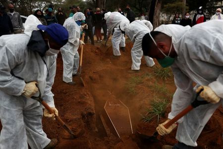 Sepultamento de idoso que morreu de Covid-19 em cemitério de São Paulo
