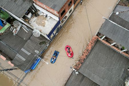 Vista aérea de área inundada de Itabuna, na Bahia