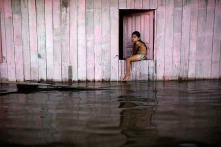 Rua inundada na cidade de Anamã, no Amazonas Rua inundada na cidade de Anamã, no Amazonas