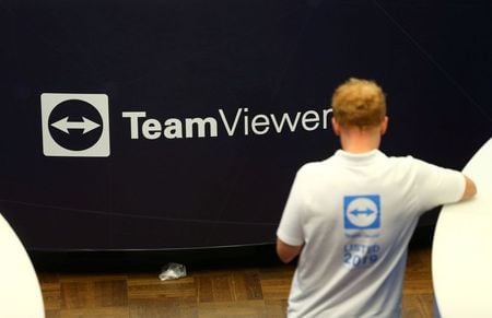 Logo da TeamViewer na bolsa de Frankfurt, Alemanha