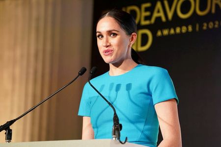 Duquesa Meghan, de Sussex, durante evento em Londres Duquesa Meghan, de Sussex, durante evento em Londres
