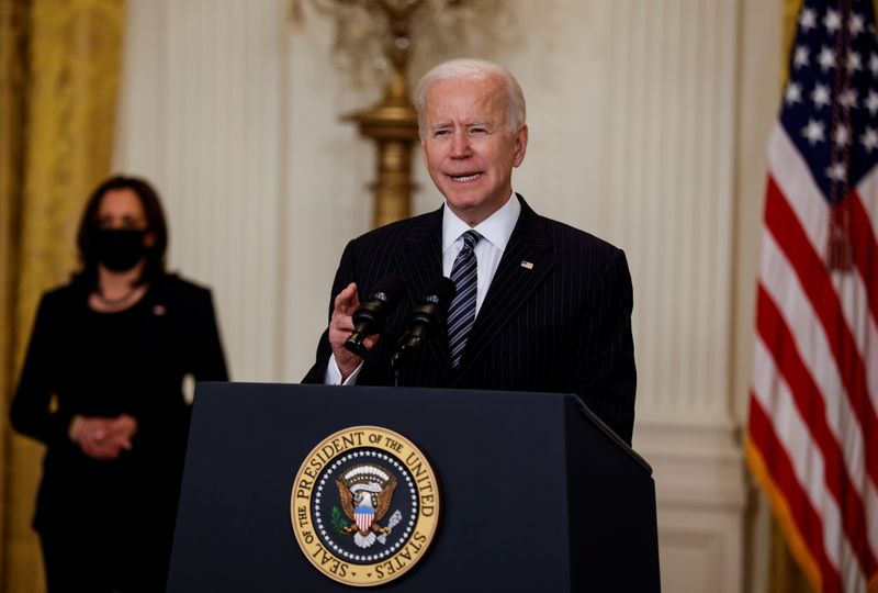 Presidente dos Estados Unidos, Joe Biden, fala sobre a vacinação contra a Covid-19 durante um evento na Casa Branca, em Washington, EUA REUTERS/Carlos Barria