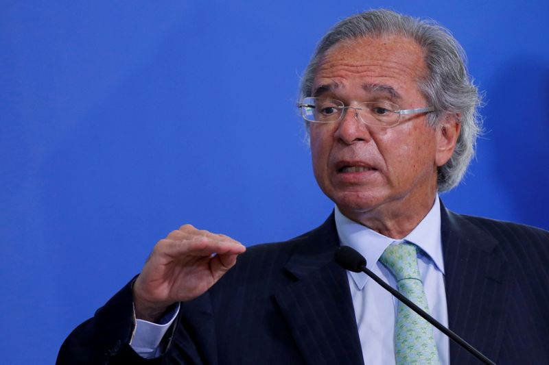 Ministro da Economia, Paulo Guedes, fala durante evento no Palácio do Planalto, em Brasília