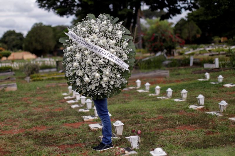 Funeral de vítima da Covid-19 no cemitério Campo da Esperança, em Brasília (DF)