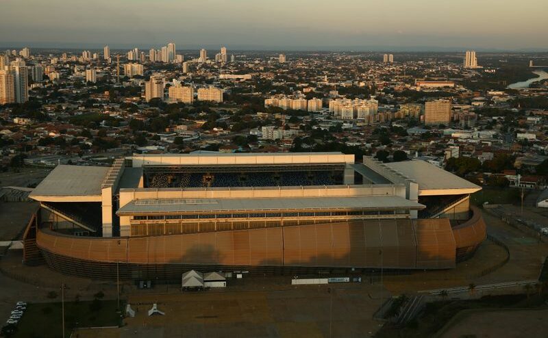 Vista aérea da Arena Pantanal em Cuiabá