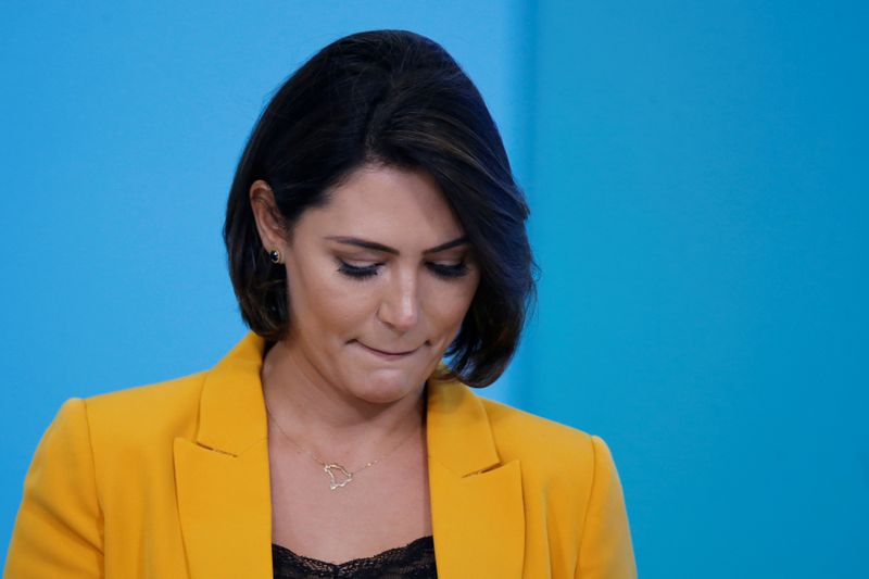 Primeira-dama Michelle Bolsonaro participa de cerimônia no Palácio do Planalto