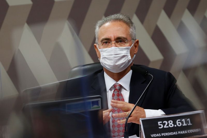 Senador Renan Calheiros durante reunião da CPI da Covid no Senado