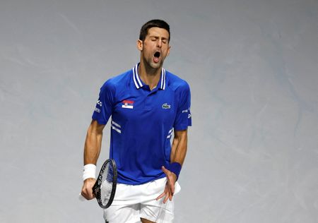 Novak Djokovic durante partida da Copa Davis em Madri
