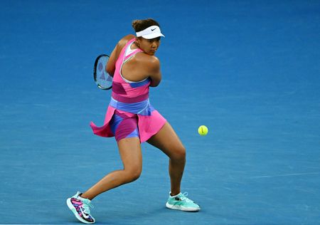 Naomi Osaka durante partida contra norte-americana Madison Brengle no Aberto da Austrália