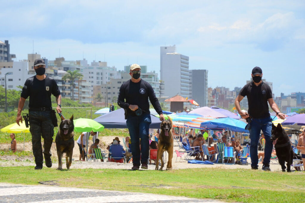 Cães policiais da Polícia Civil interagem com a sociedade no Litoral –