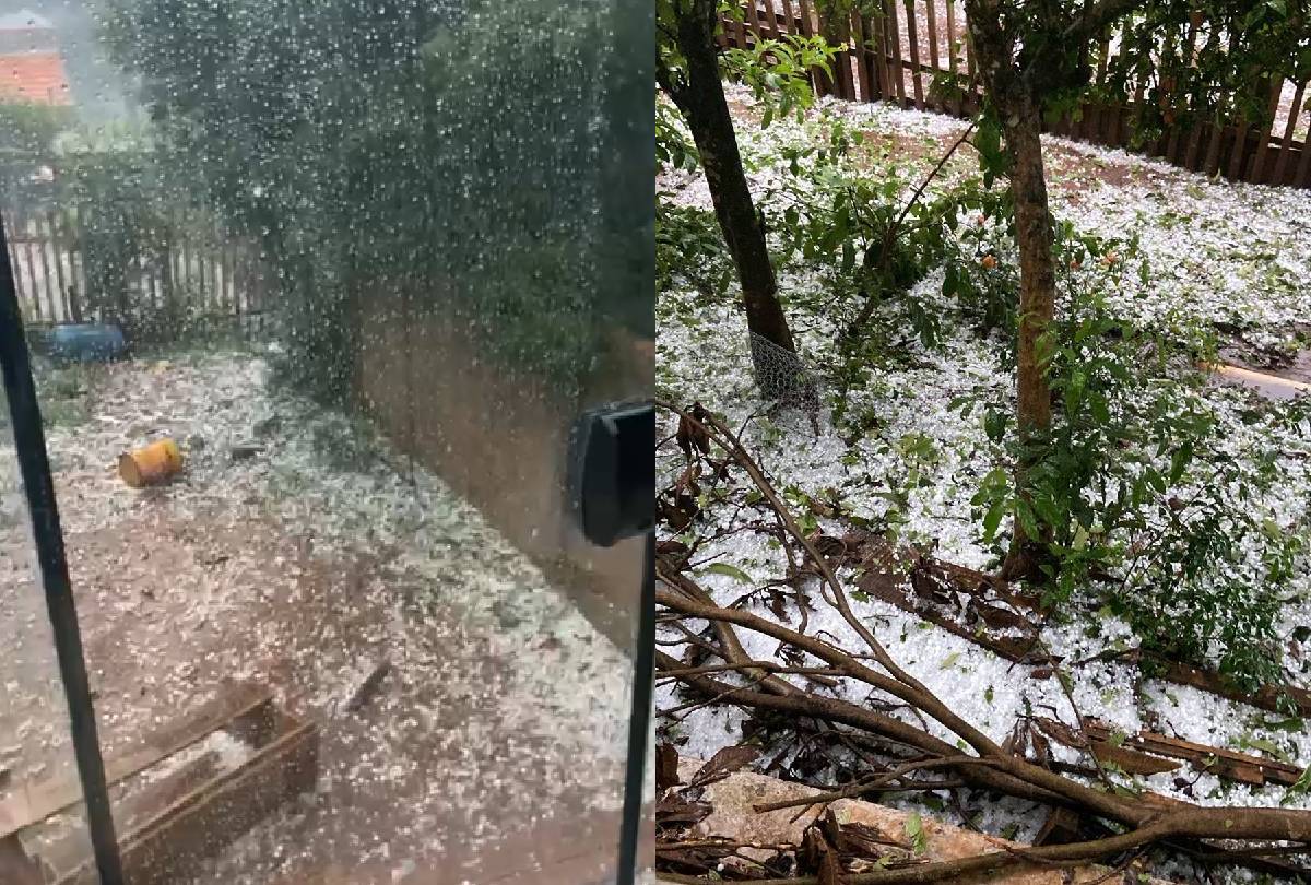 Chuva de granizo causa estragos e deixa ruas cobertas de gelo