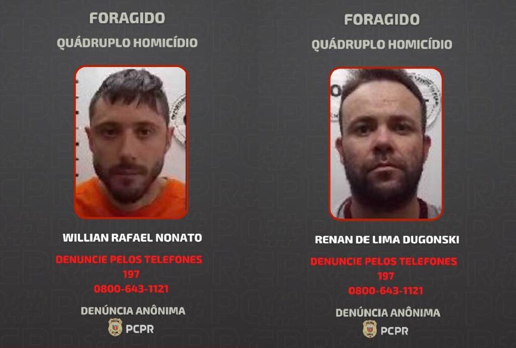 Foragidos da polícia por crime cometido em festa infantil de Curitiba