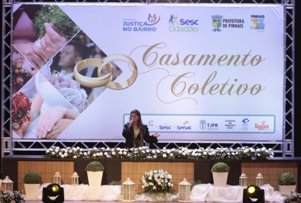 Anuncio do casamento coletivo de Pinhais.