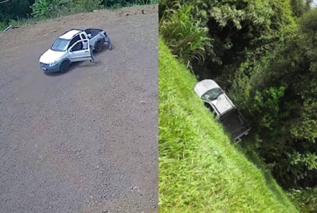 Carro caindo em barranco