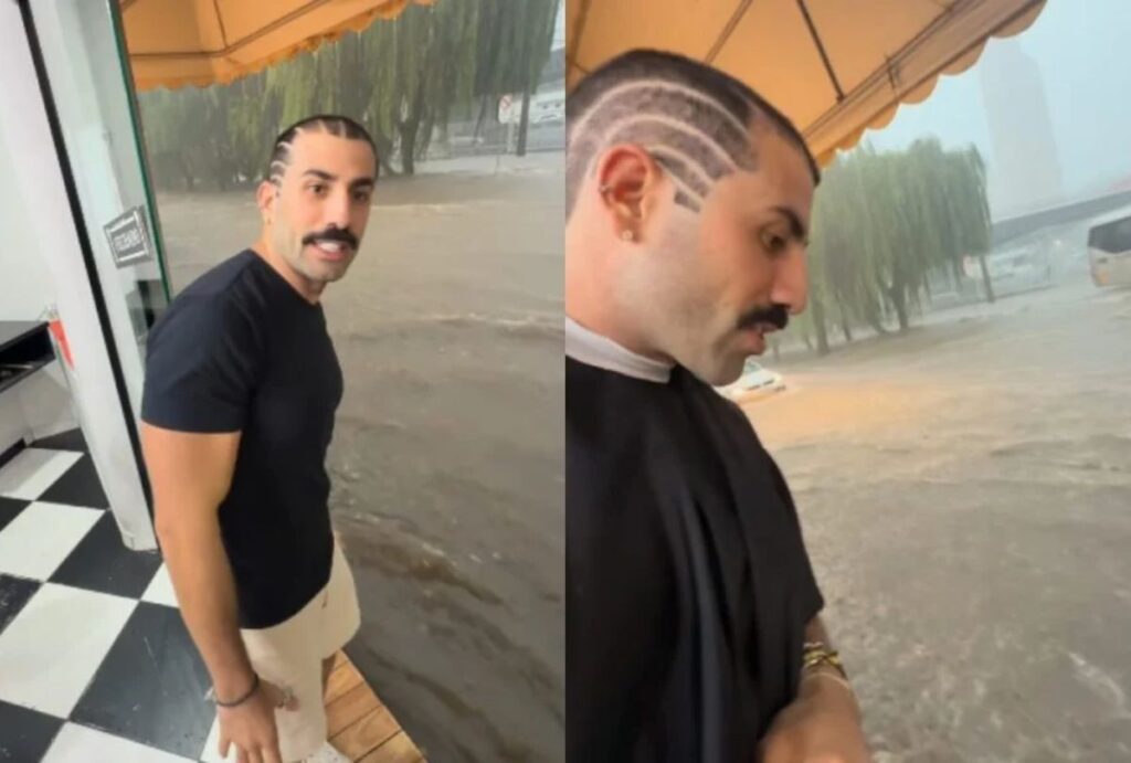 Influenciador Kaysar mostrando enchente.