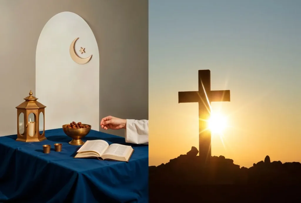 Desenho ilustrativo do ramadan e da quaresma.