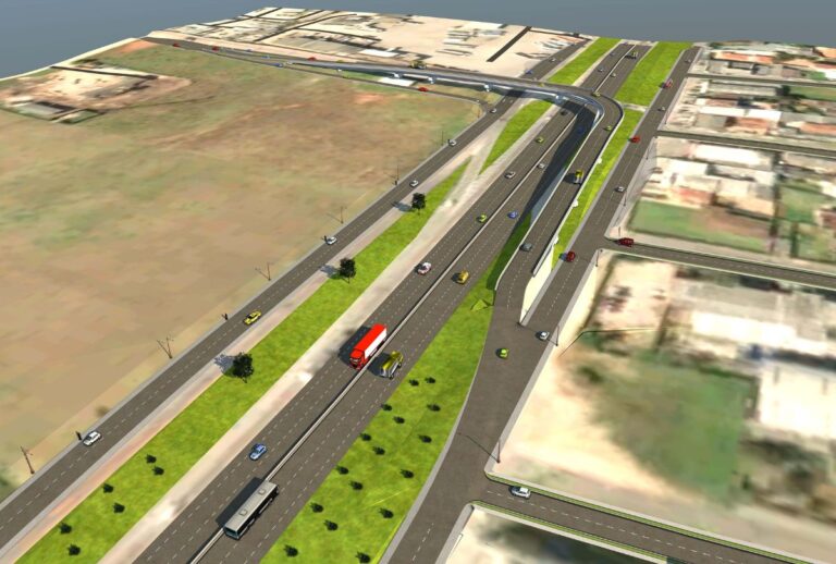 Projeto do viaduto em 3D.