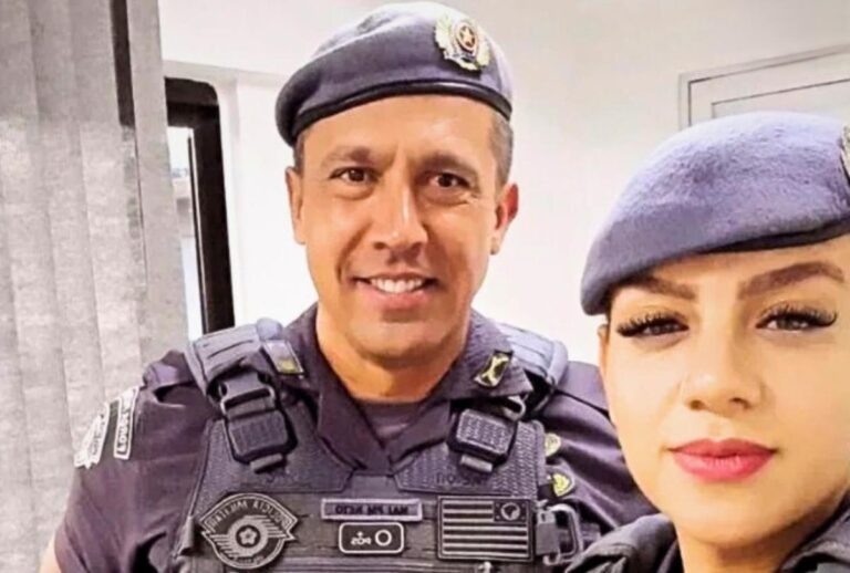 Tenente-Coronel Geraldo Leite Rosa Neto e a esposa, soldado Gisele Alves Santana