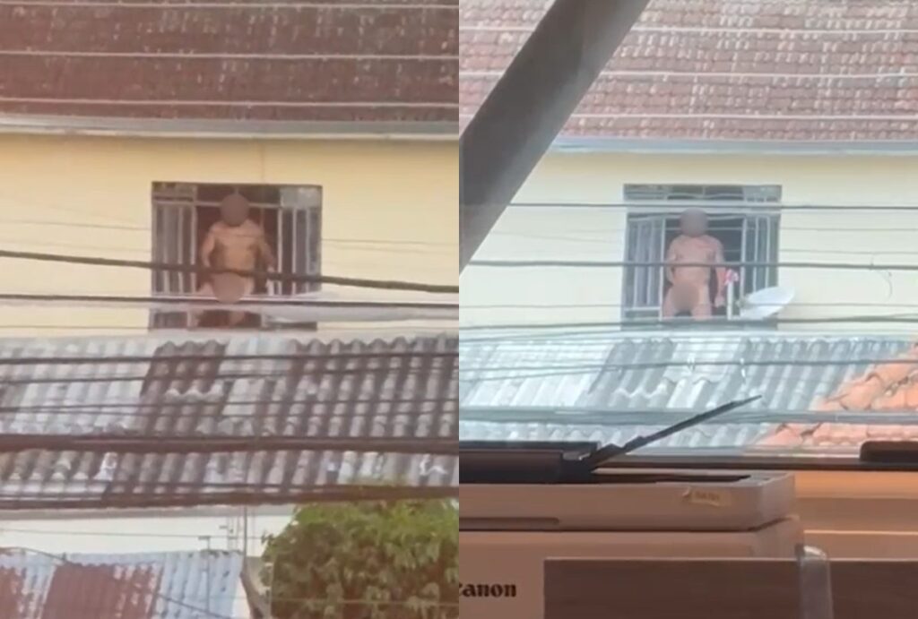 Montagem com fotos de homem cometendo atos libidinosos na janela do apartamento, em Curitiba