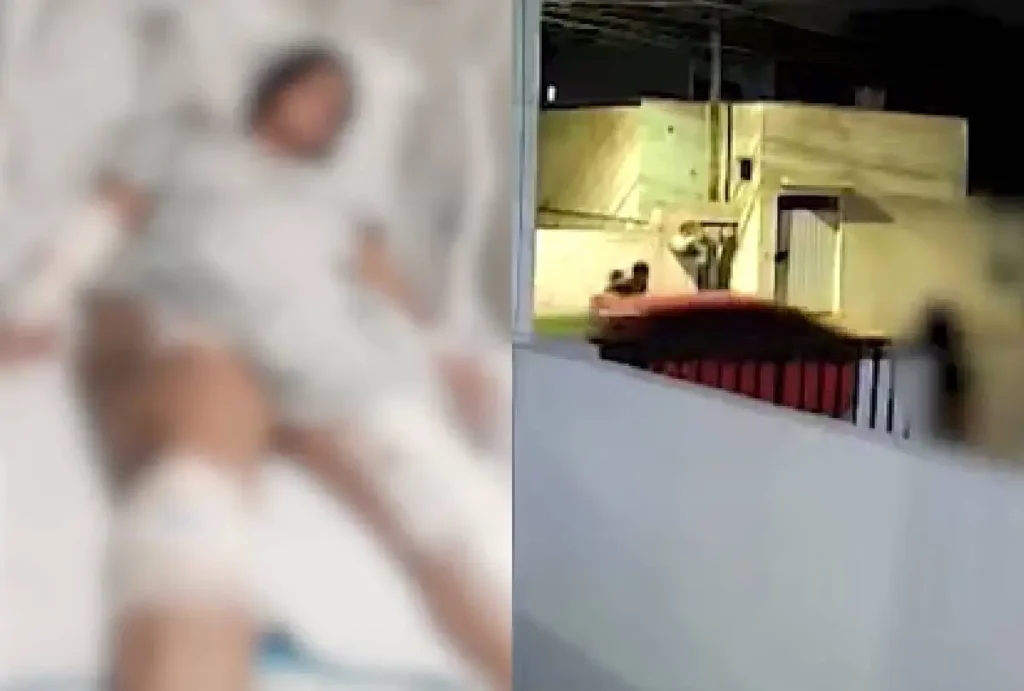Montagem mostra mulher hospitalizada e câmera do atropelamento