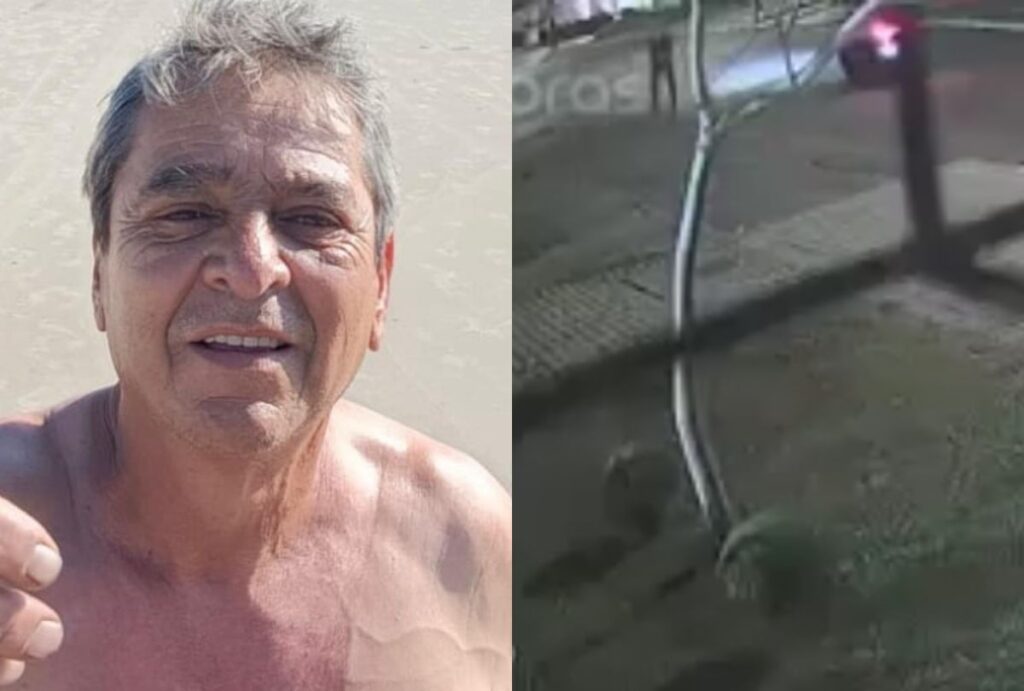 Aurélio Roger à esquerda. Câmera de segurança à direita.