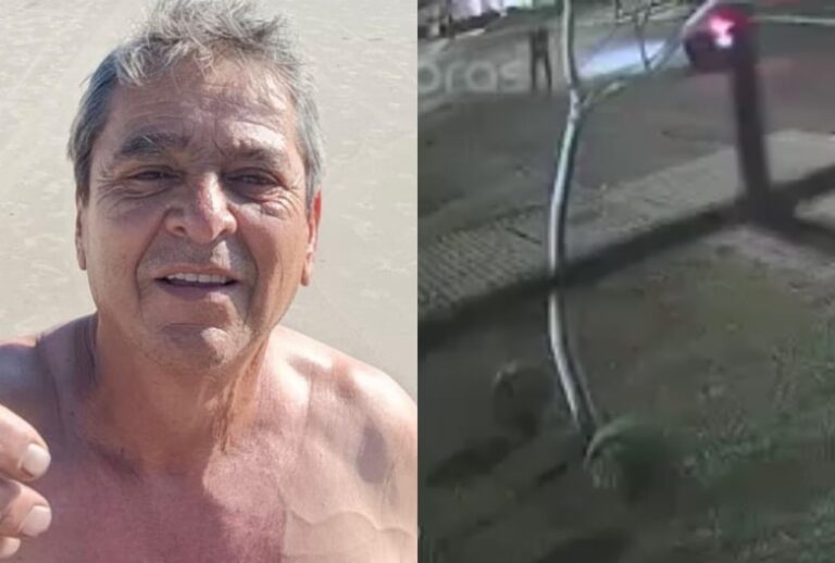 Aurélio Roger à esquerda. Câmera de segurança à direita.