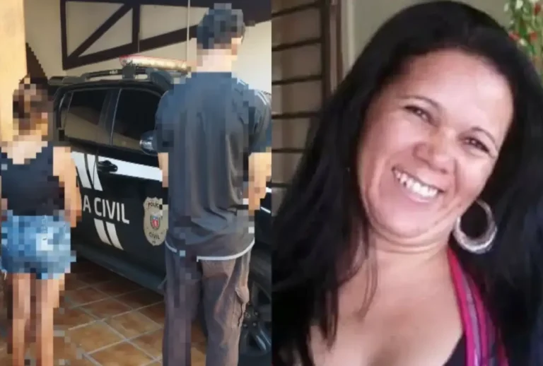 montagem com neta e ex-namorado que mataram a avó e foto da avó