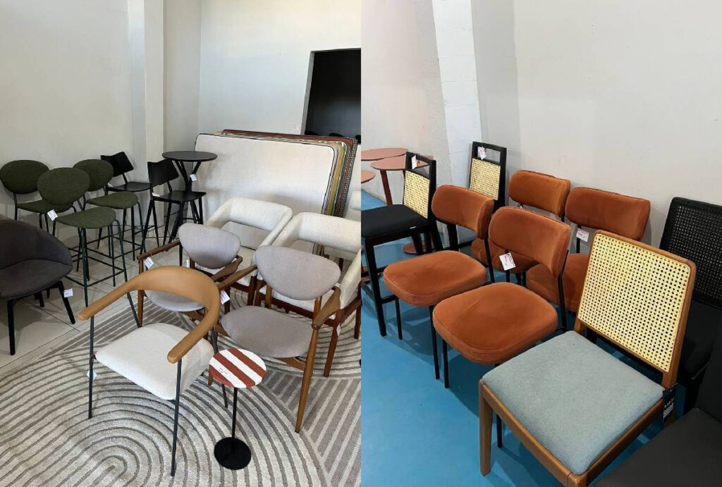 Móveis expostos em loja