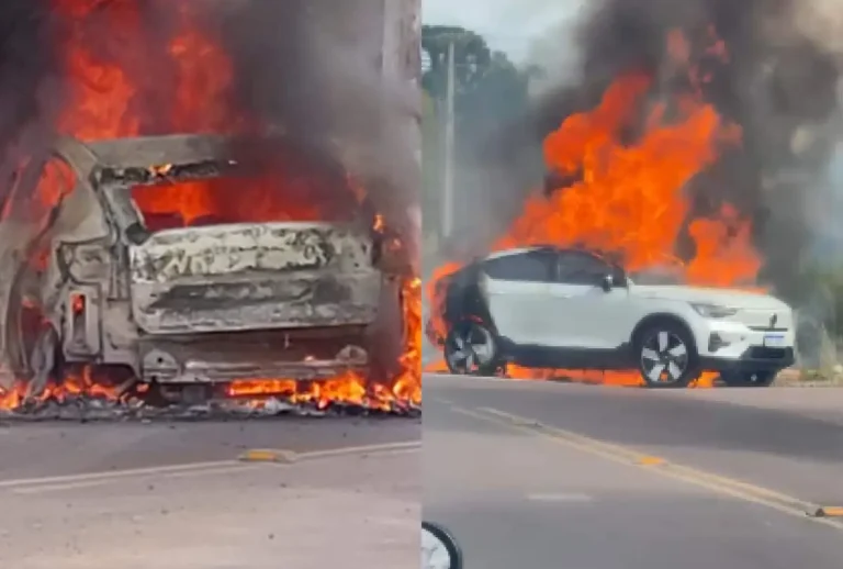 Carro pegando fogo